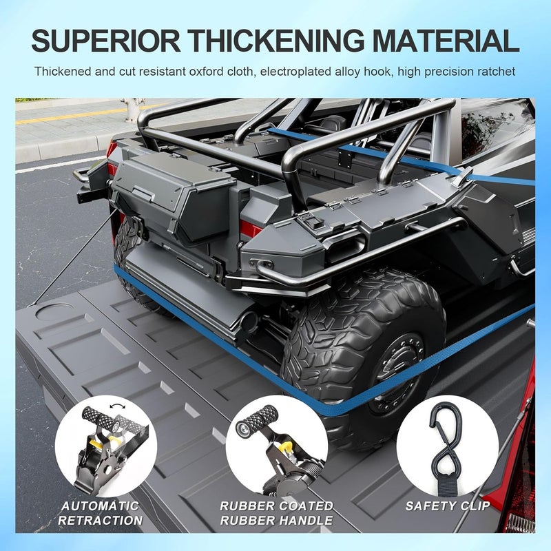 SZYANG 2PCS Retractable Ratchet Straps Compatible with 2023-2026 Chevy Colorado GMC Canyon Retractable Tie Down Straps Replacement for 2023-2026 Chevy Colorado Accessories - Image 5